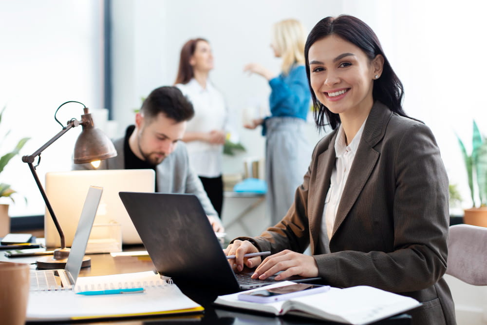 lady working on laptop in office